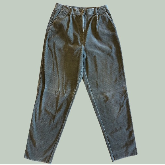 Pendleton Pants - Pendleton‎ Originals Green Corduroy Pleated High Rise Pants Vintage Size 10